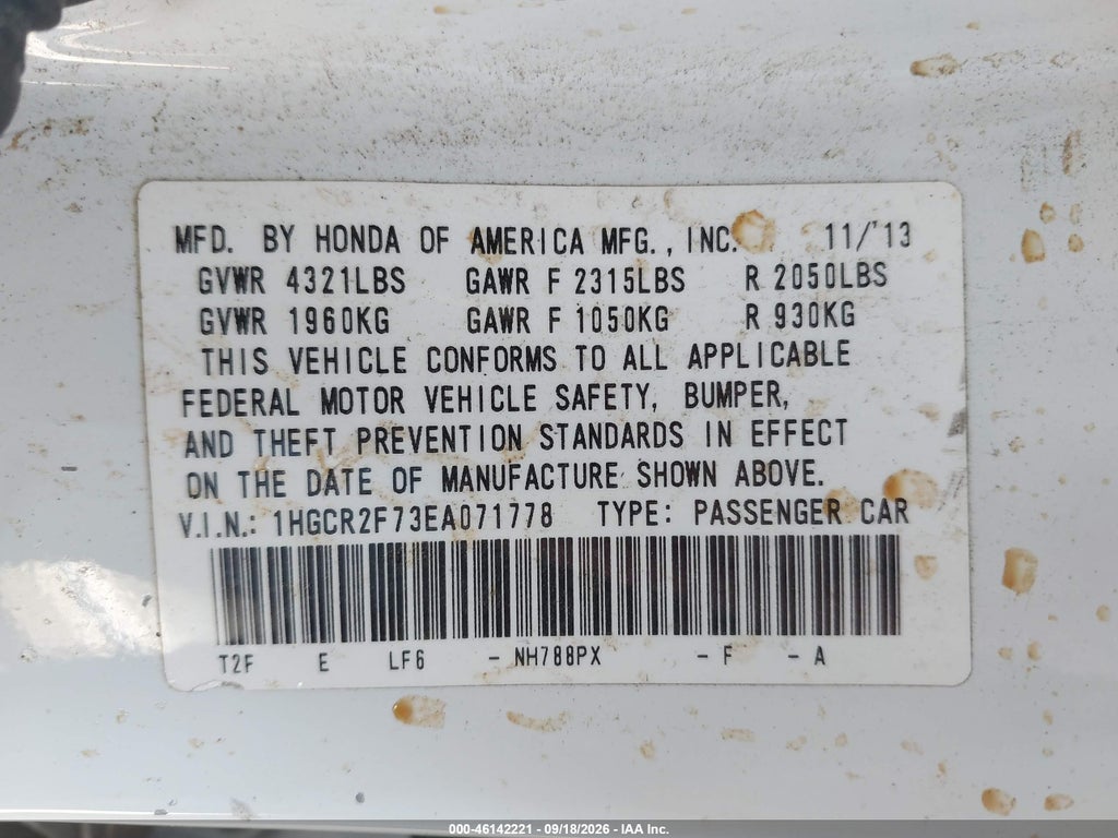 2014 Honda Accord EX photo 9