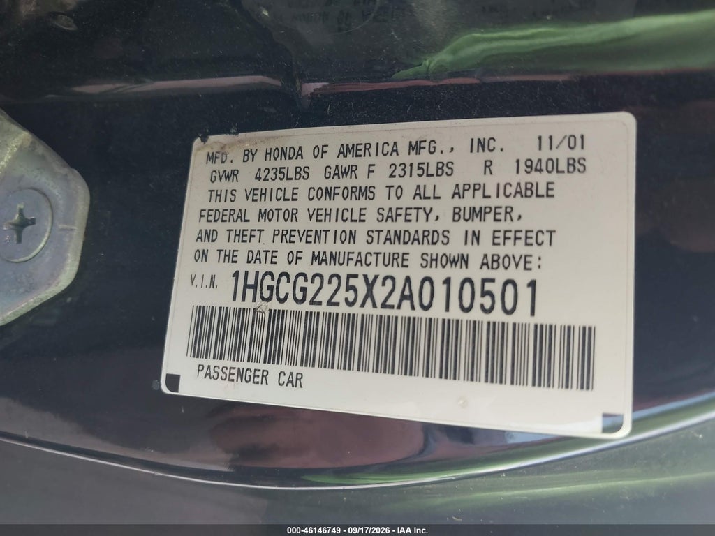 2002 Honda Accord 3.0 EX photo 9