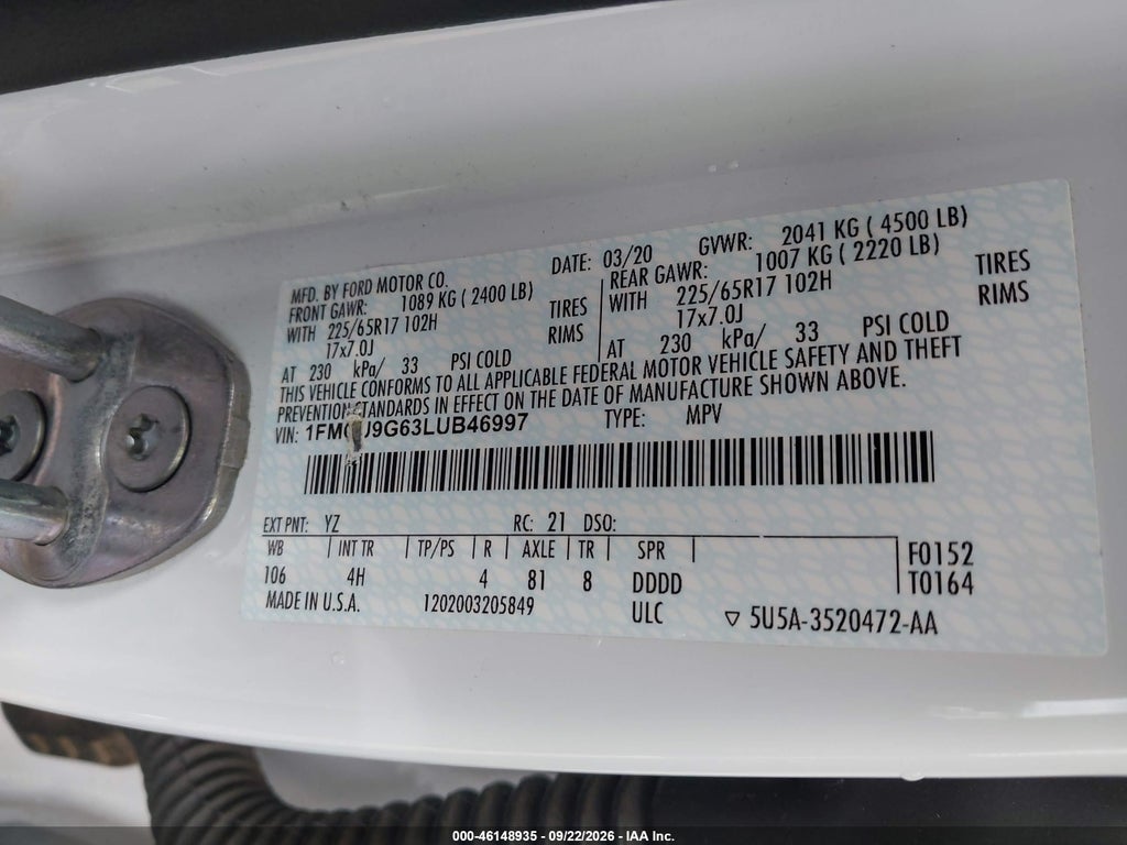 2020 Ford Escape SE photo 9