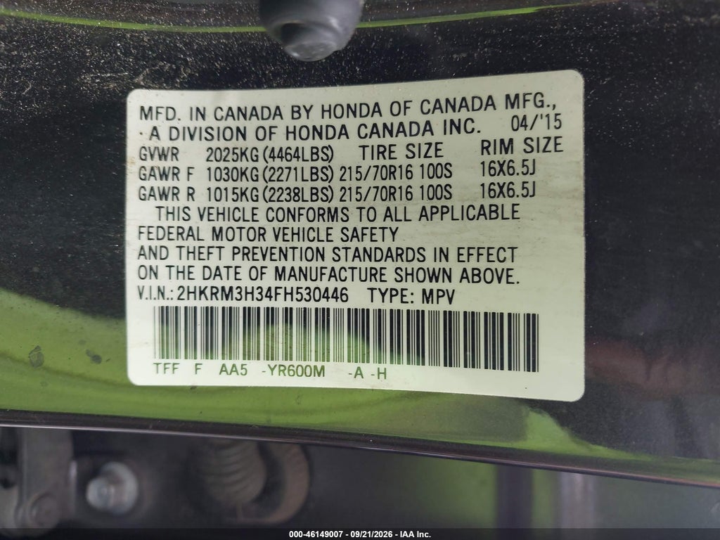 2015 Honda CR-V LX photo 9