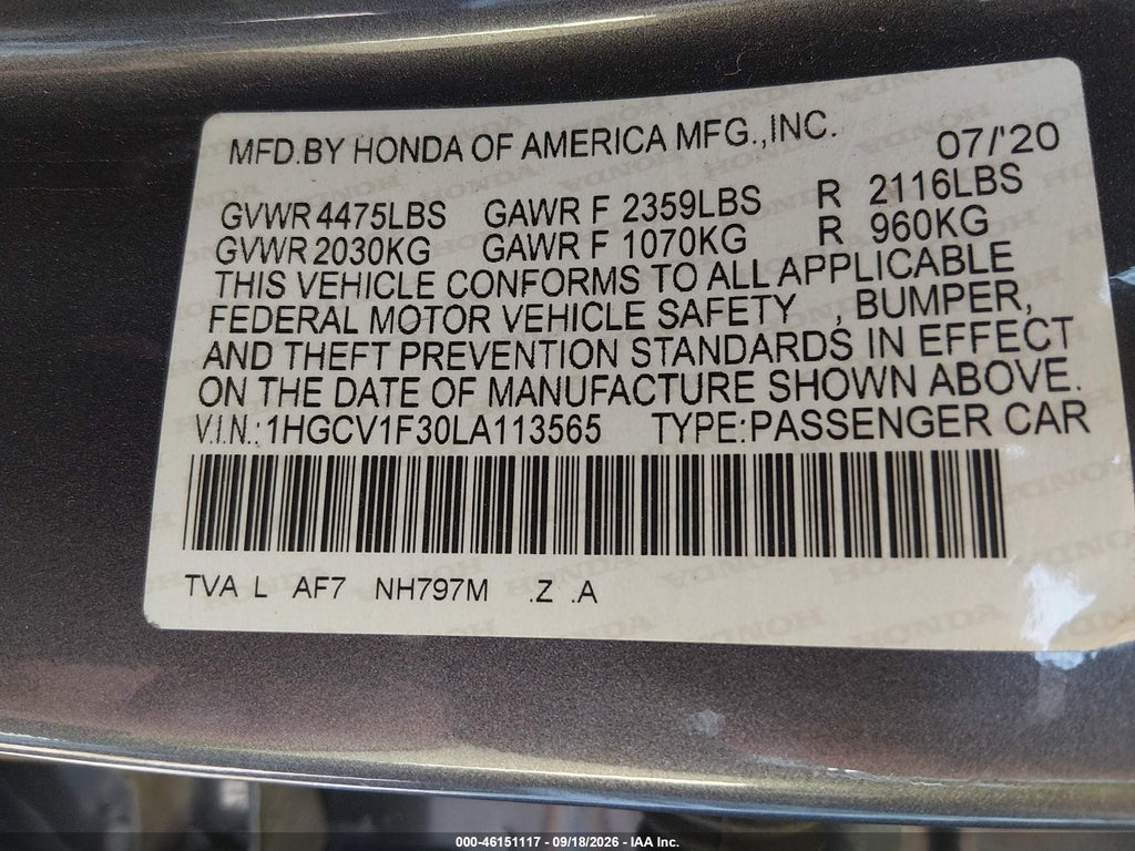 2020 Honda Accord Sport photo 9