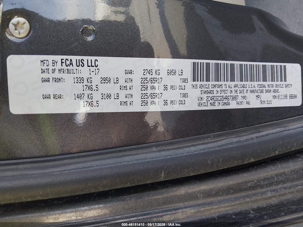 2017 Dodge Grand Caravan SXT photo 9