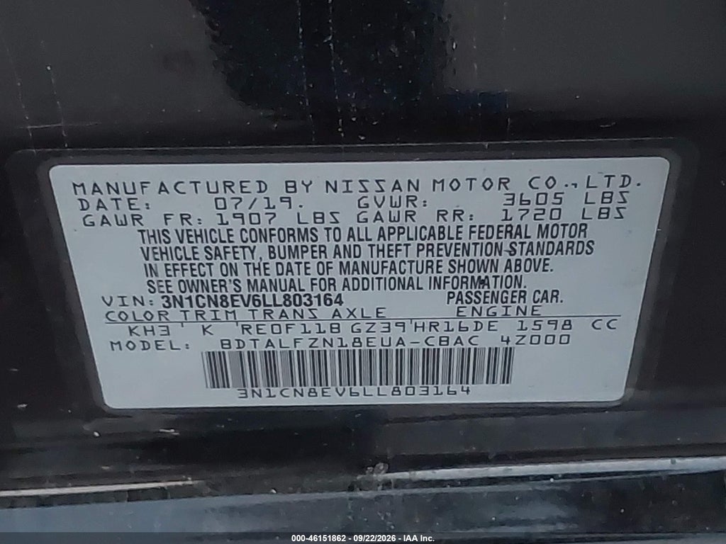 2020 Nissan Versa SV Xtronic CVT photo 9
