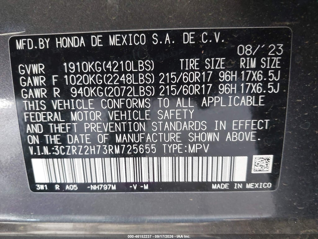 2024 Honda HR-V AWD EX-L/AWD EX-L W/O BSI photo 9