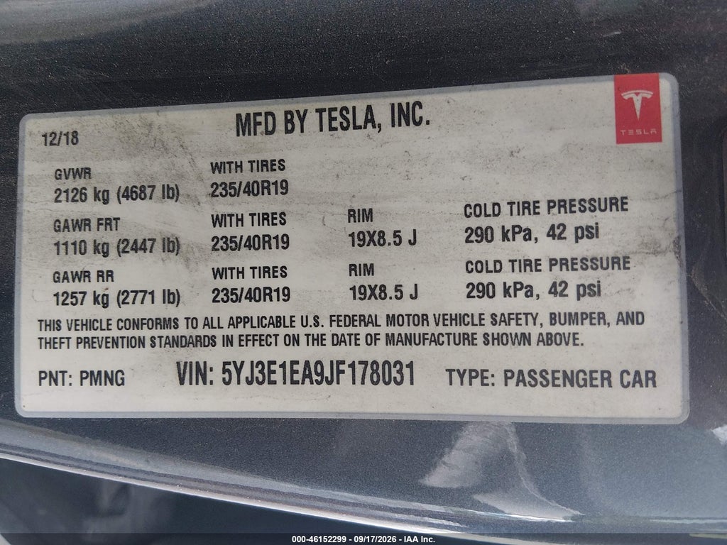 2018 Tesla Model 3 photo 9