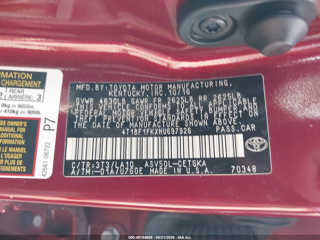 2017 Toyota Camry XLE photo 9