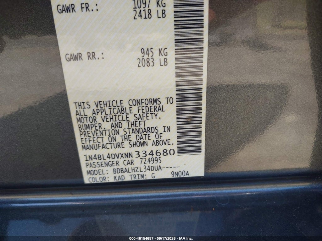 2022 Nissan Altima SV FWD photo 9