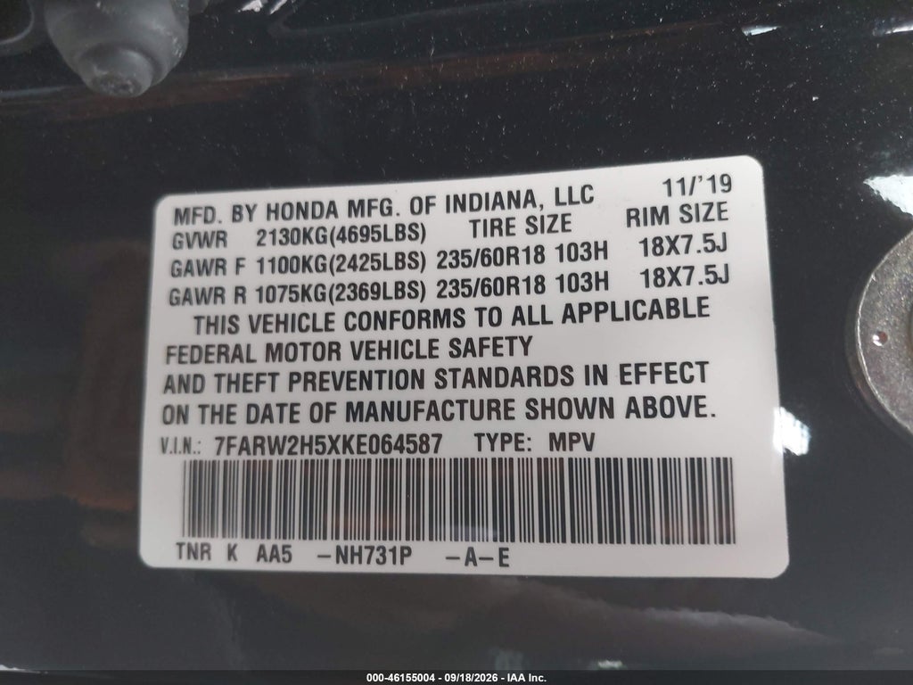 2019 Honda CR-V EX photo 9