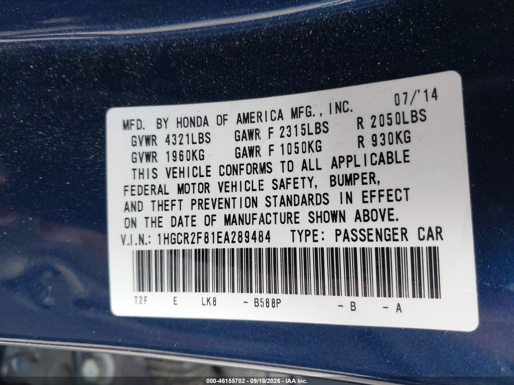 2014 Honda Accord EX-L photo 9