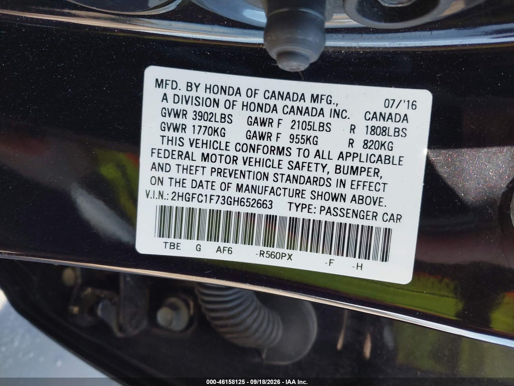 2016 Honda Civic EX-L photo 9