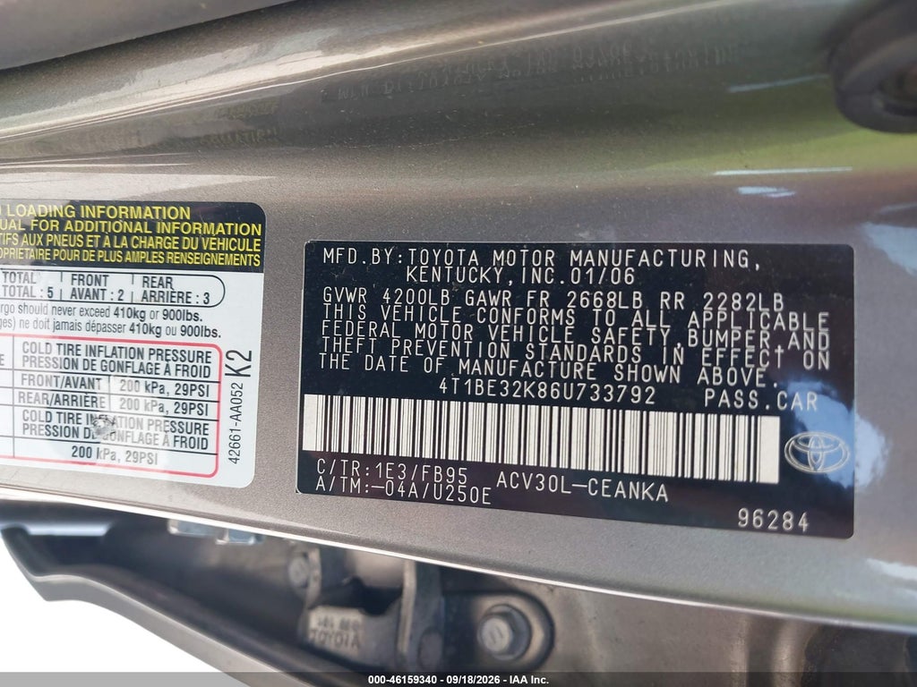 2006 Toyota Camry LE photo 9
