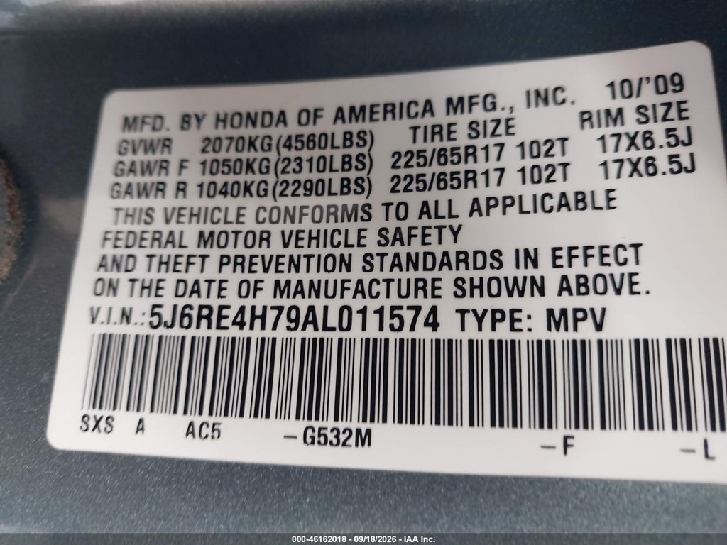 2010 Honda CR-V EX-L photo 9