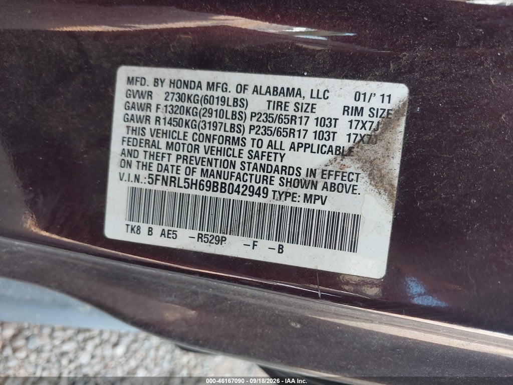 2011 Honda Odyssey EX-L photo 9