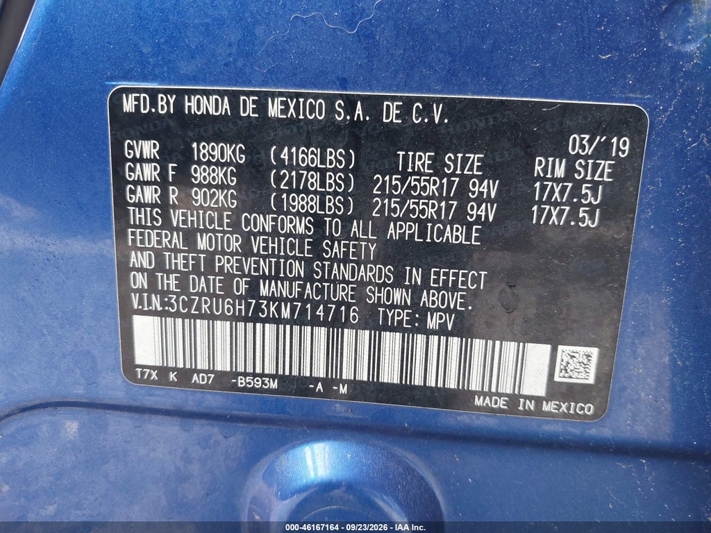 2019 Honda HR-V EX-L photo 9