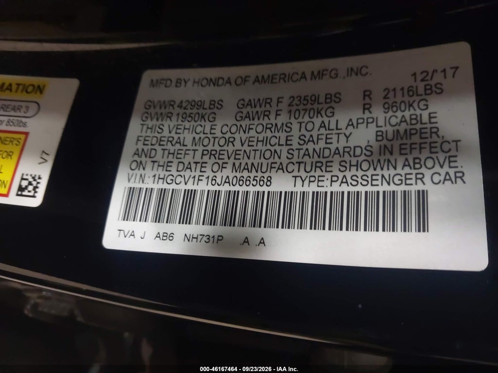 2018 Honda Accord LX photo 9