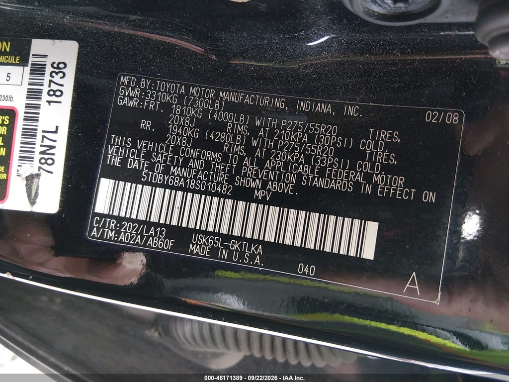 2008 Toyota Sequoia Limited 5.7L V8 photo 9