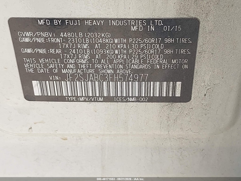 2015 Subaru Forester 2.5I photo 9