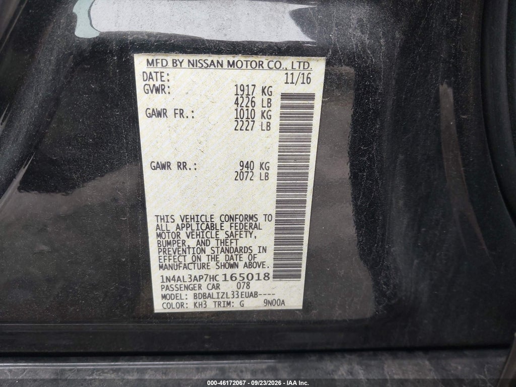 2017 Nissan Altima 2.5 SV photo 9