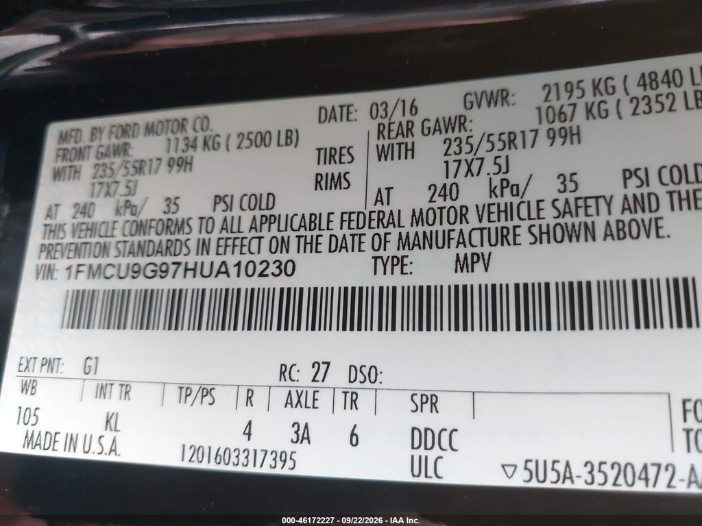 2017 Ford Escape SE photo 9