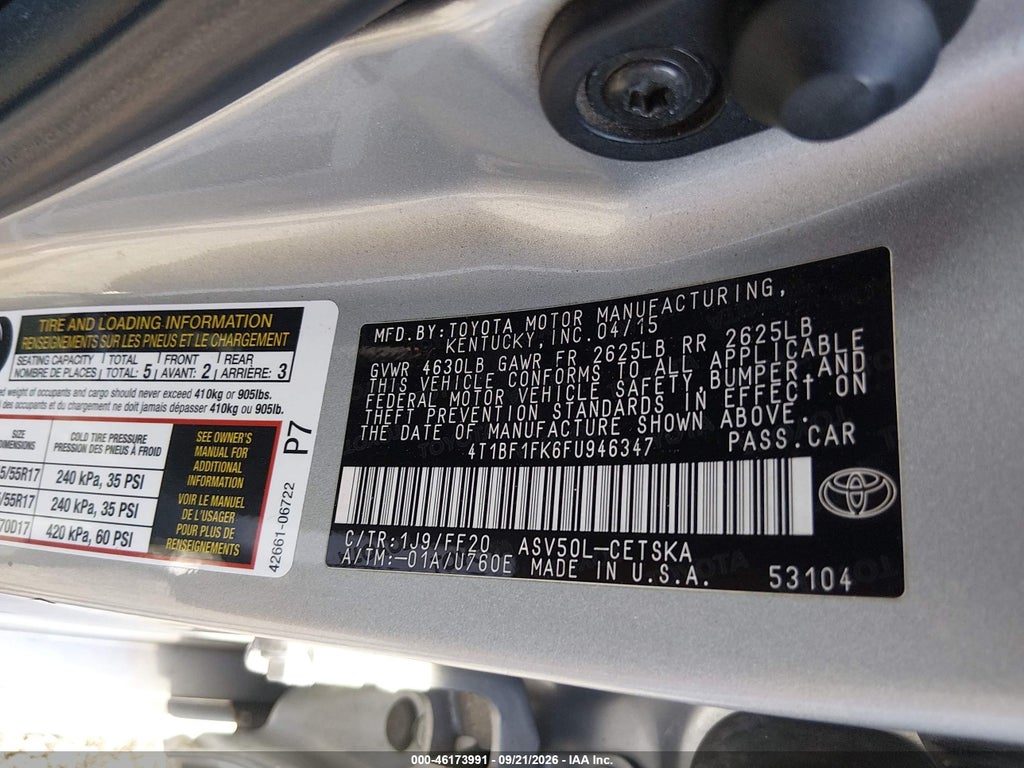 2015 Toyota Camry SE photo 9