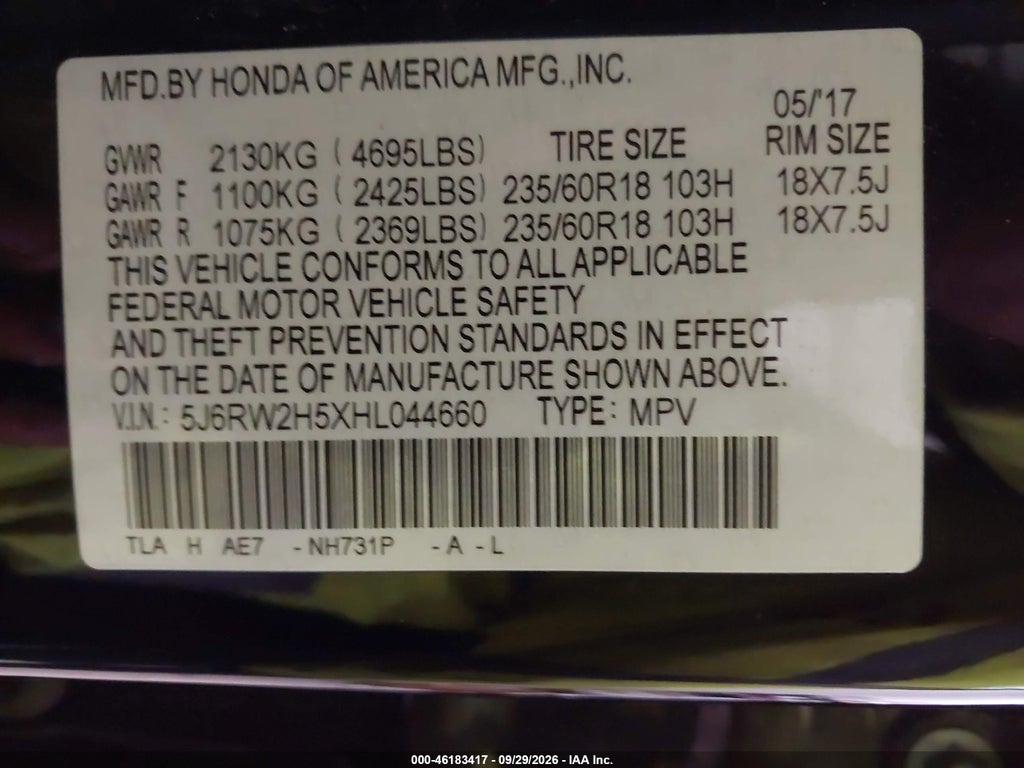 2017 Honda CR-V EX photo 9