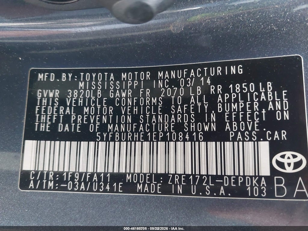 2014 Toyota Corolla L photo 9