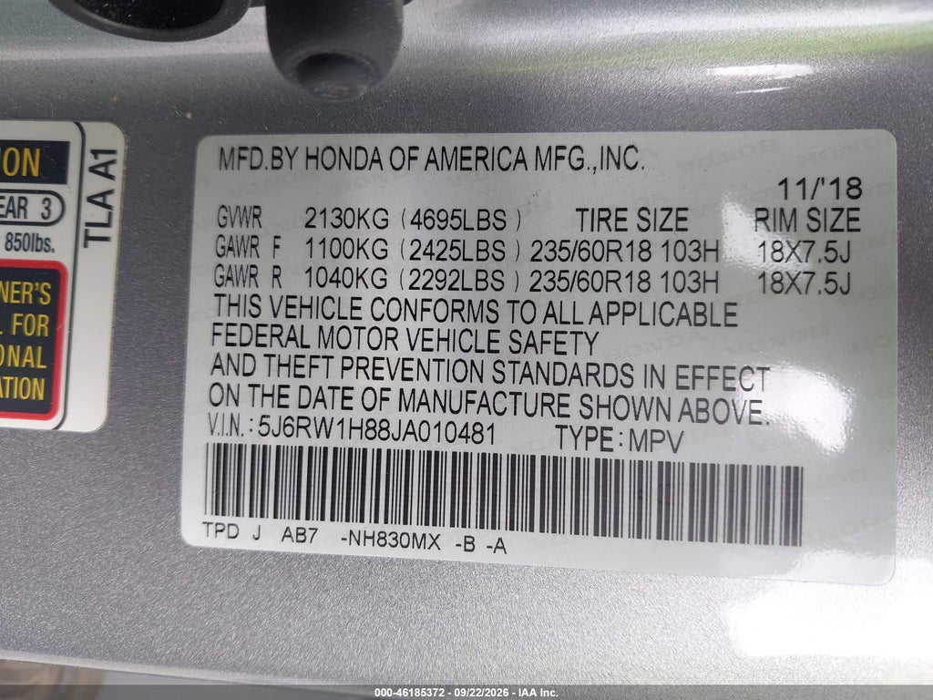 2018 Honda CR-V EX-L/EX-L Navi photo 9