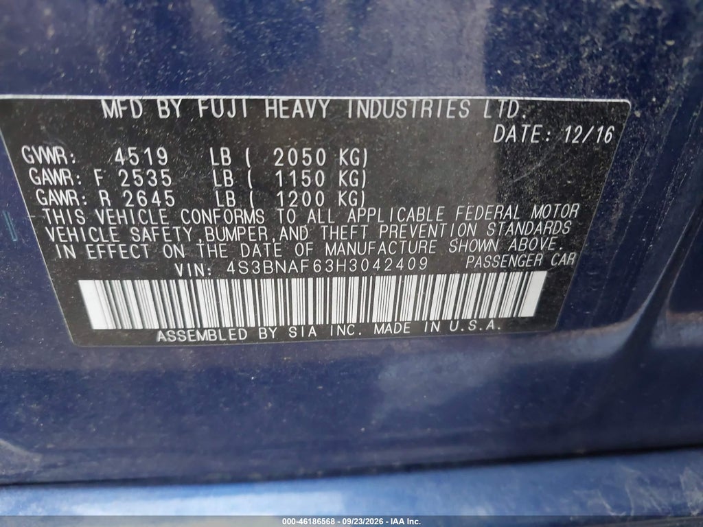 2017 Subaru Legacy 2.5I Premium photo 9