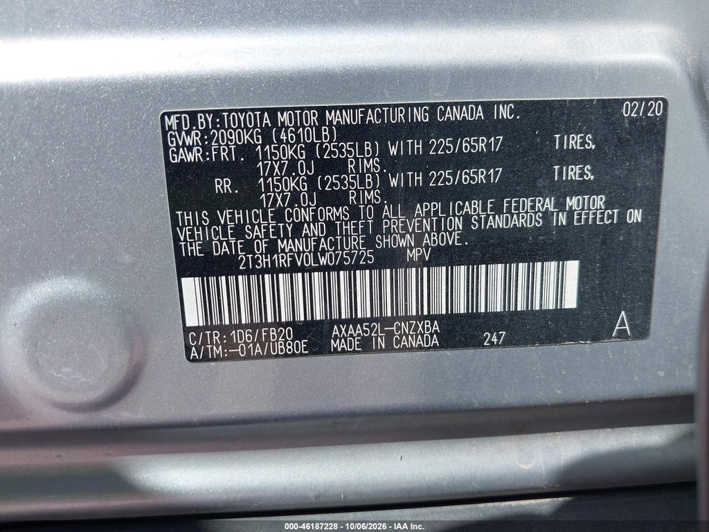 2020 Toyota RAV4 LE photo 9