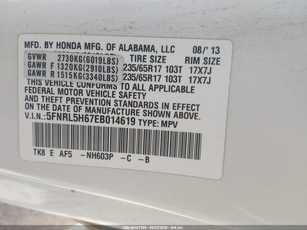 2014 Honda Odyssey EX-L photo 9