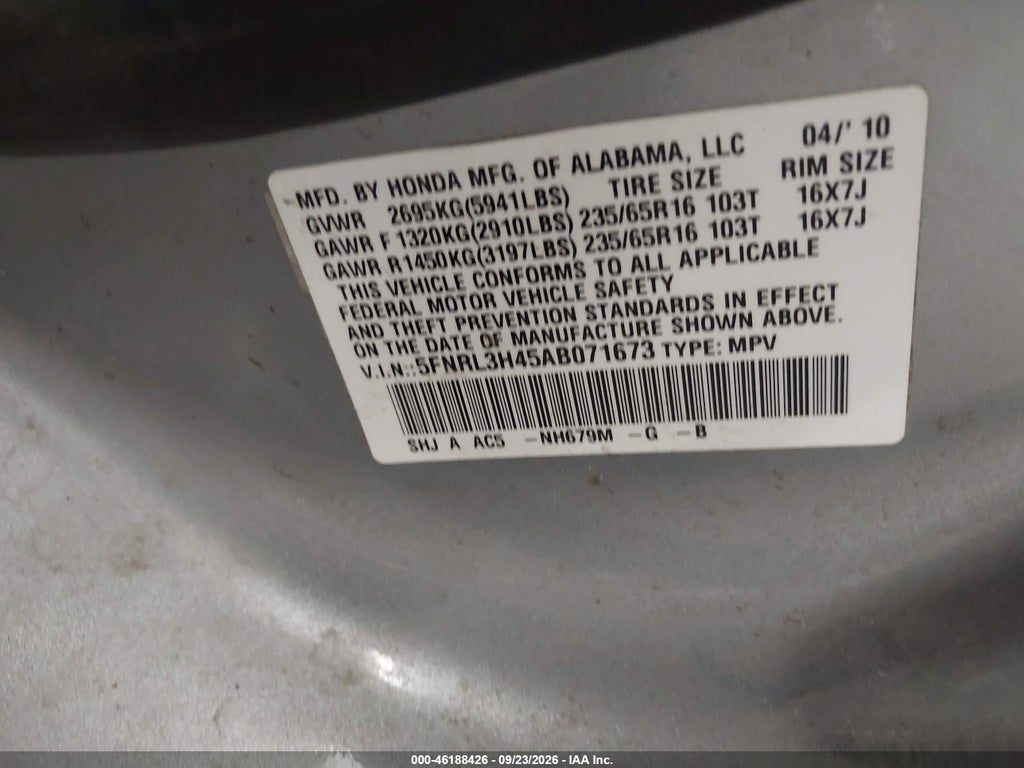 2010 Honda Odyssey EX photo 9
