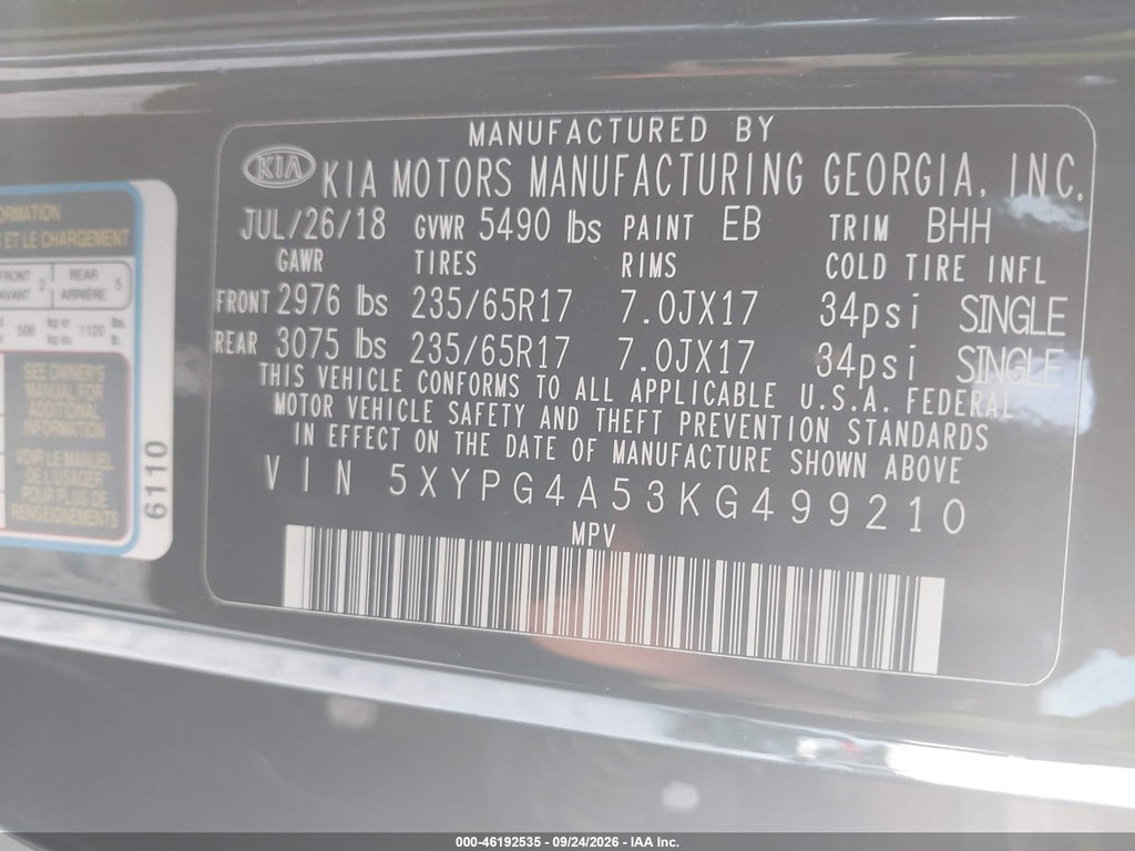 2019 Kia Sorento 3.3L LX photo 9