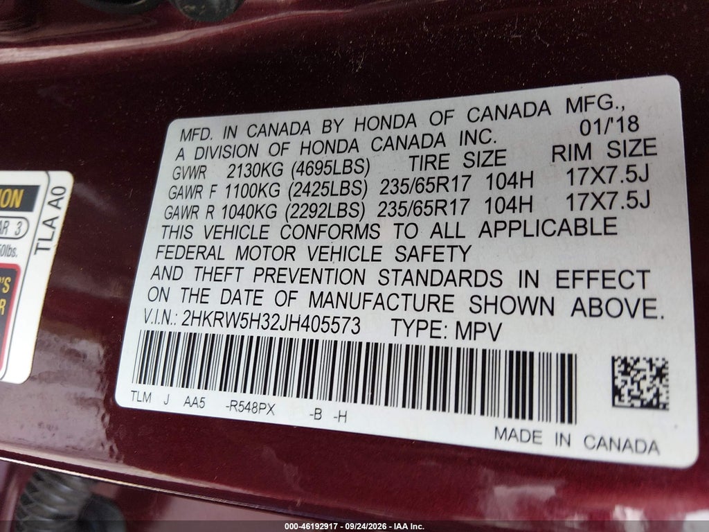 2018 Honda CR-V LX photo 9