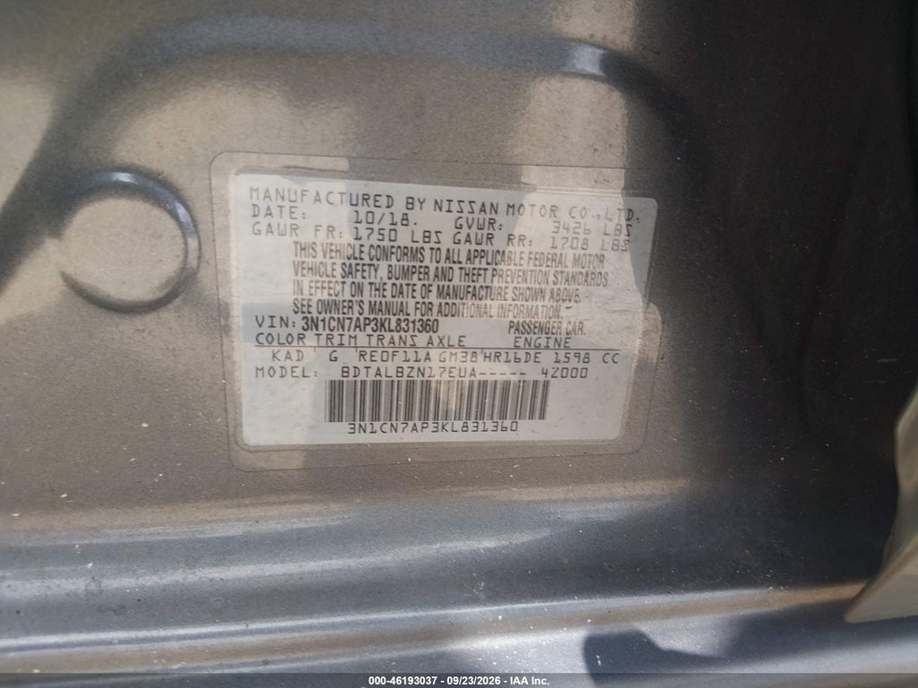 2019 Nissan Versa 1.6 SV photo 9