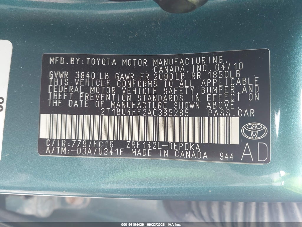2010 Toyota Corolla LE photo 9