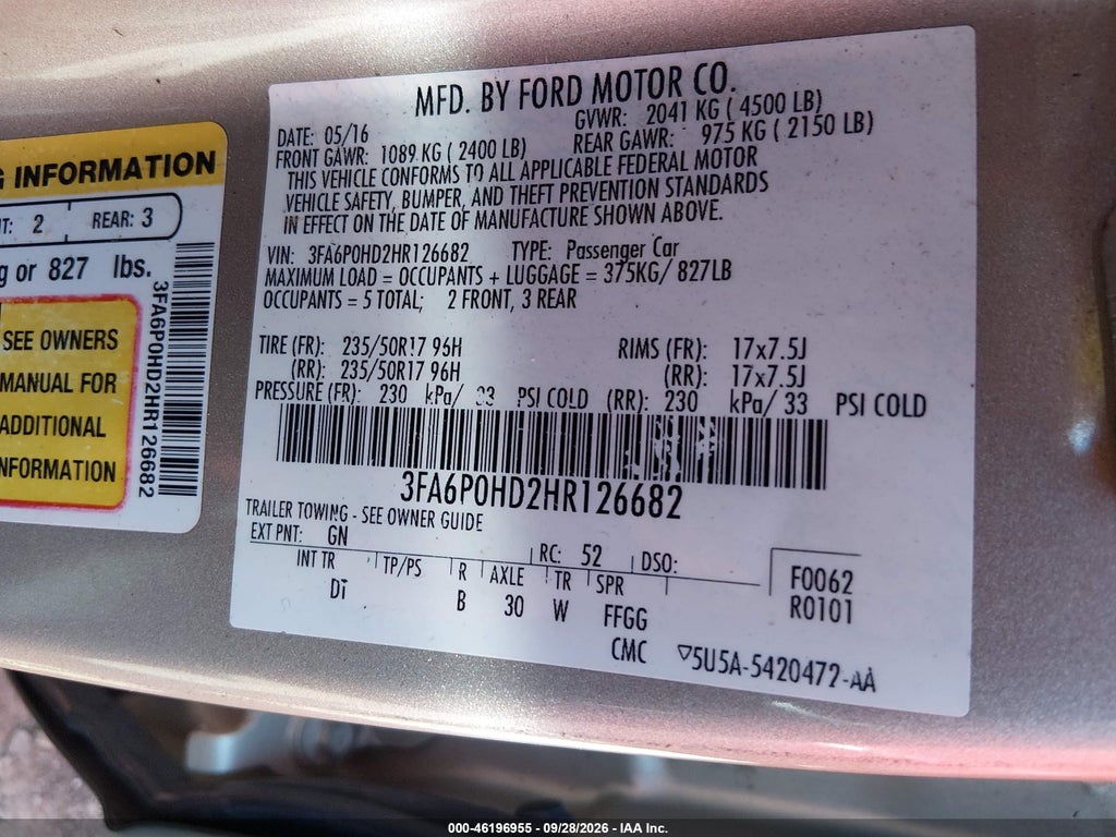 2017 Ford Fusion SE photo 9