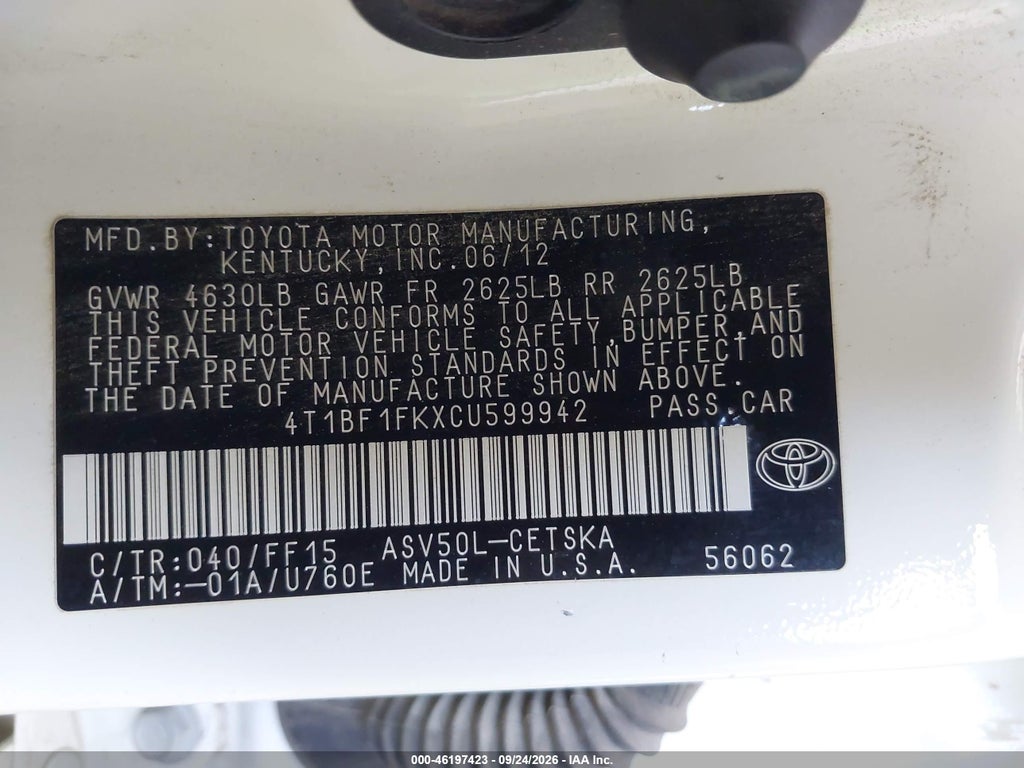 2012 Toyota Camry SE photo 9