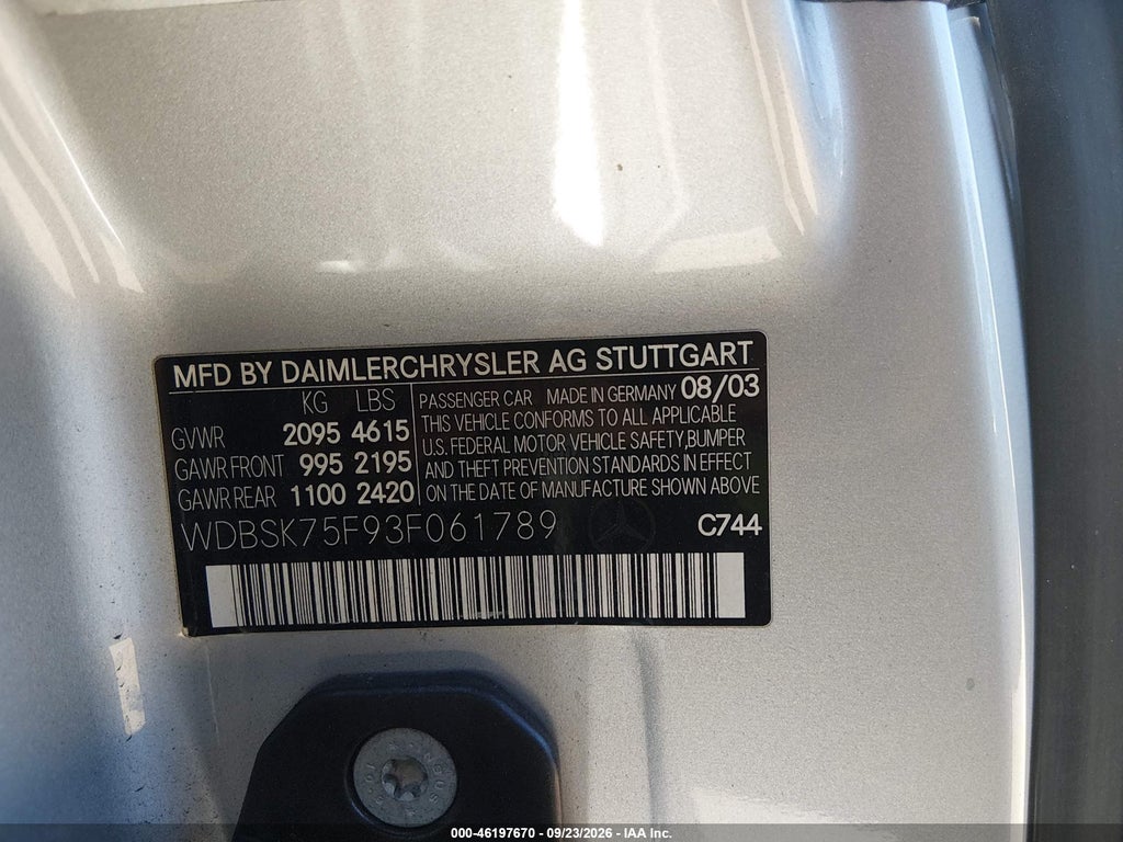 2003 Mercedes-Benz SL 500 photo 9