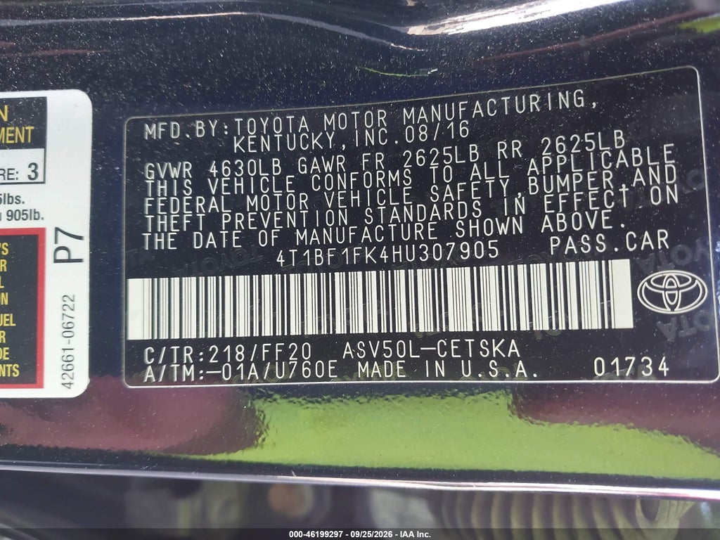 2017 Toyota Camry SE photo 9