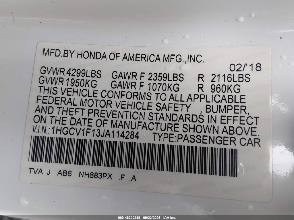 2018 Honda Accord LX photo 9