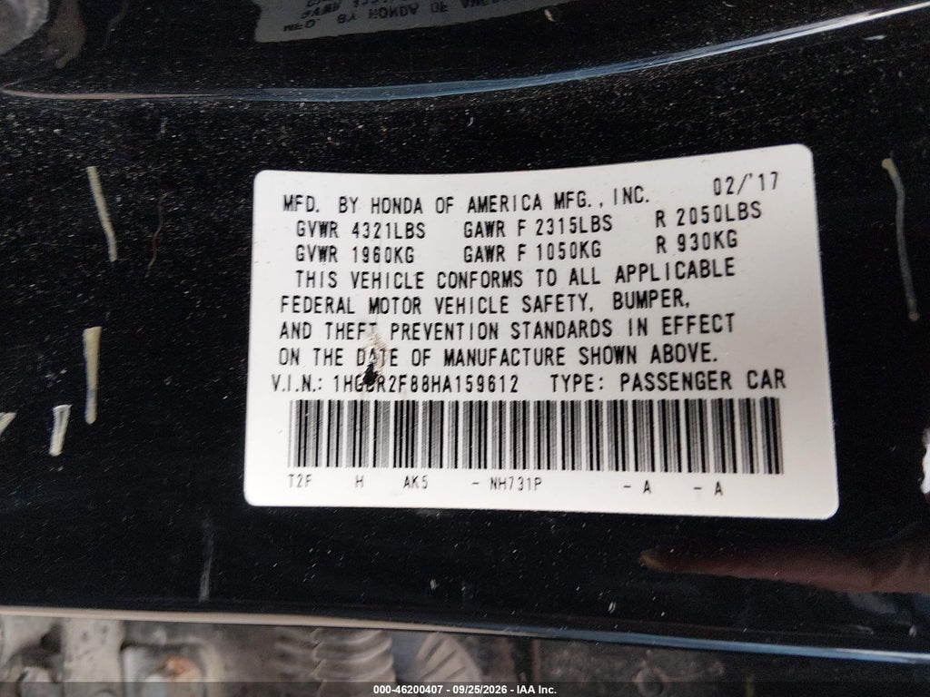 2017 Honda Accord EX-L photo 9