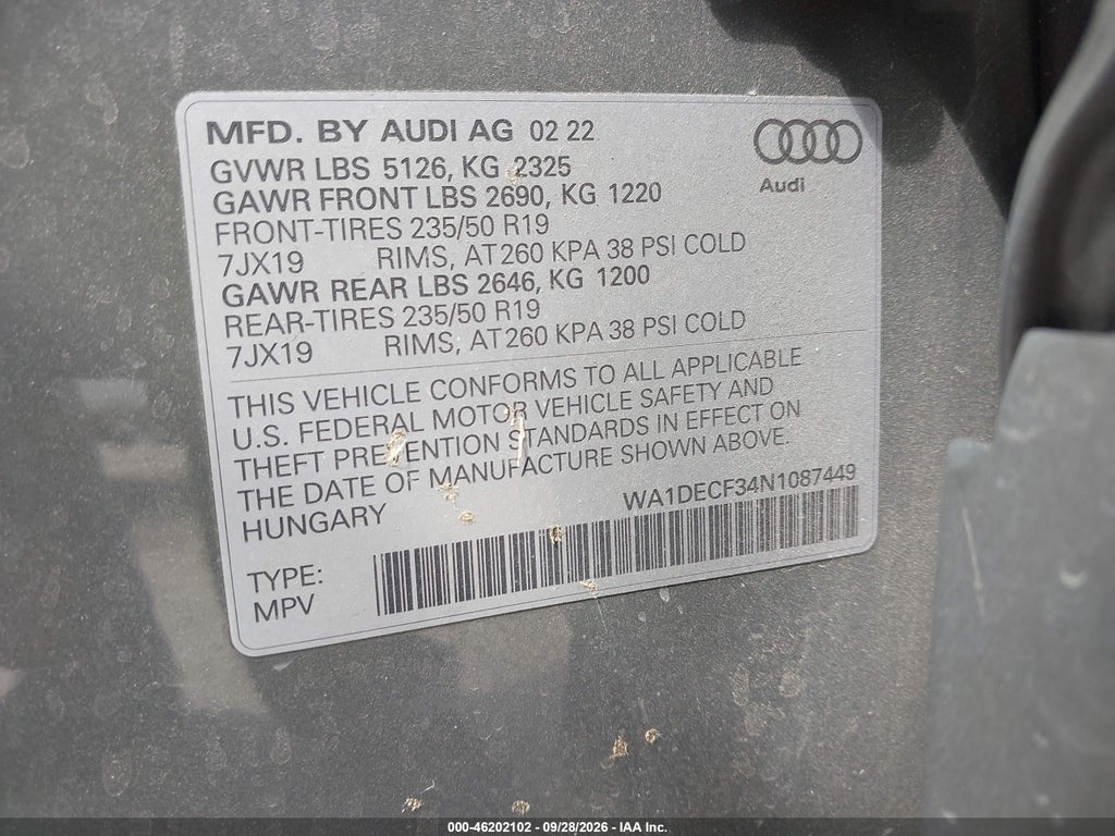 2022 Audi Q3 Premium 45 Tfsi S Line Quattro Tiptronic photo 9