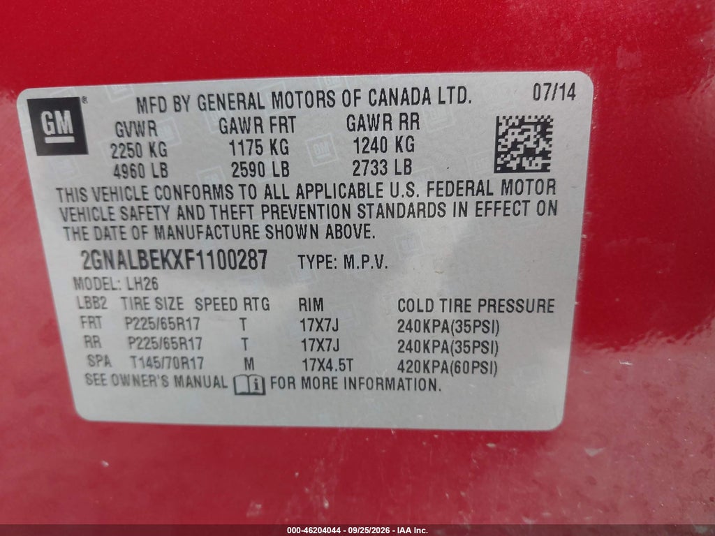 2015 Chevrolet Equinox 1LT photo 9