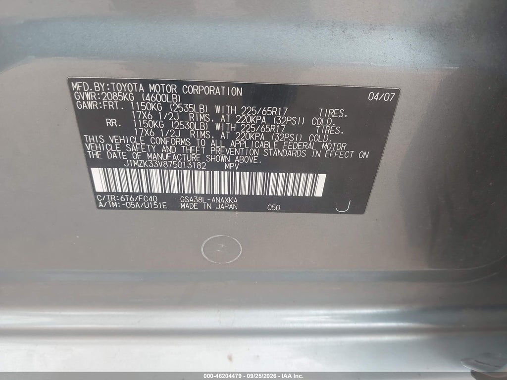 2007 Toyota RAV4 Base V6 photo 9