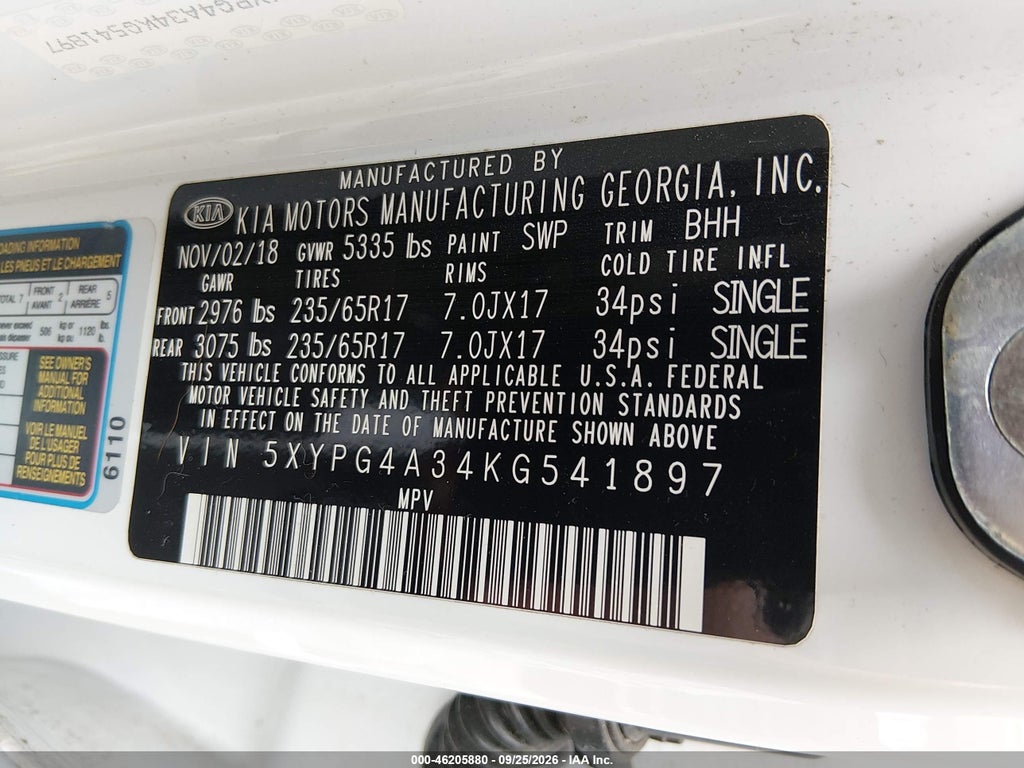 2019 Kia Sorento 2.4L LX photo 9