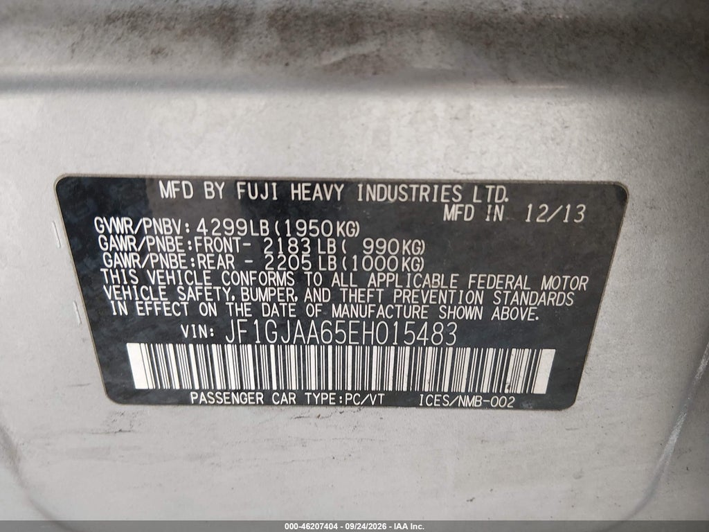 2014 Subaru Impreza 2.0I photo 9