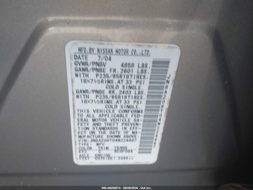 2004 Nissan Murano SL photo 9