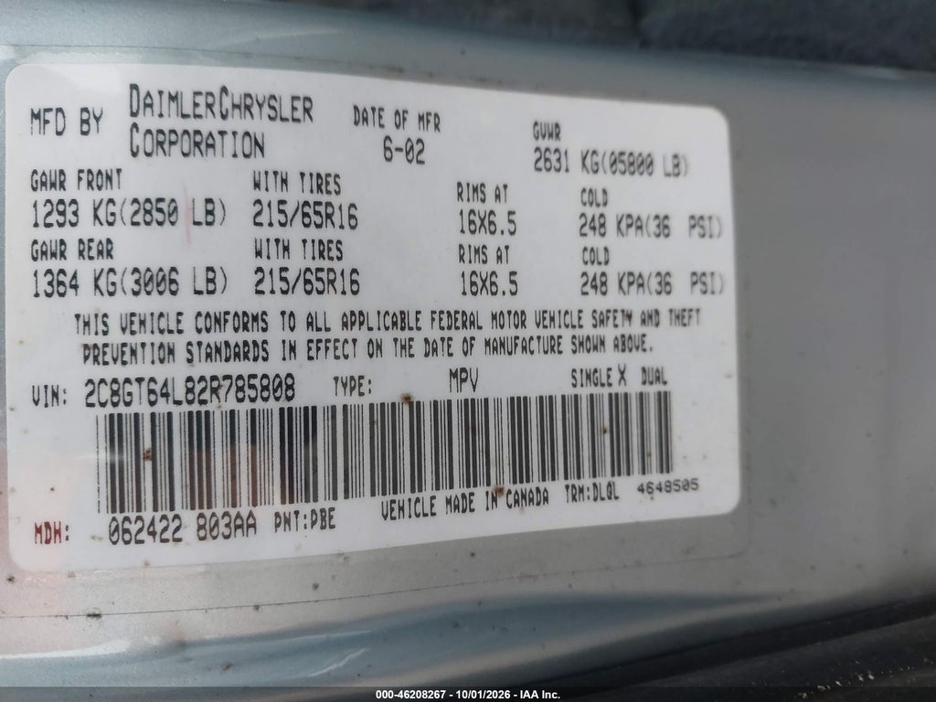 2002 Chrysler Town & Country Limited photo 9