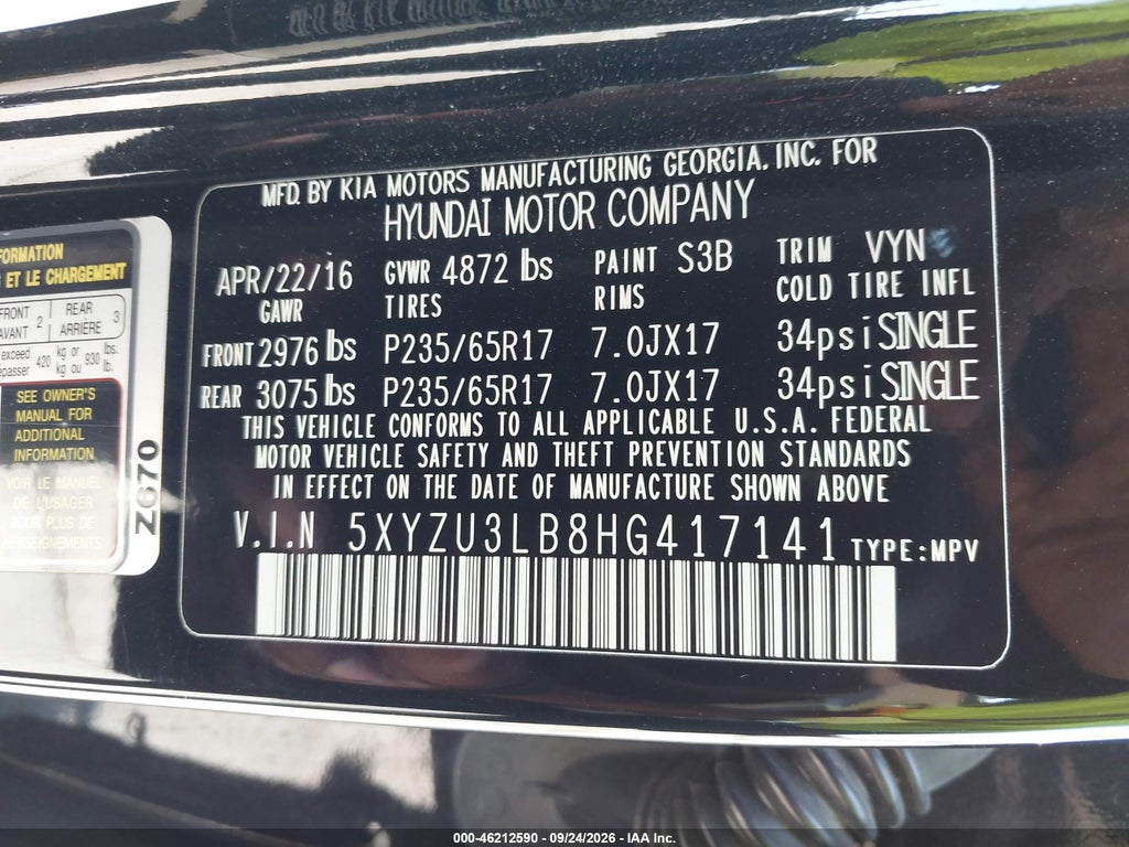 2017 Hyundai Santa FE Sport 2.4L photo 9