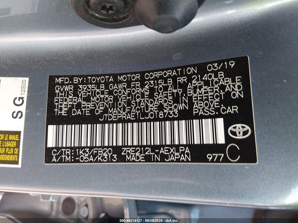2020 Toyota Corolla LE photo 9